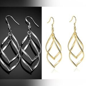 Earrings Set of 2 Gold Tone Silver Tone Dangle Statement